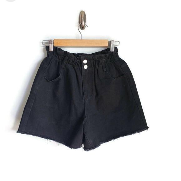 Black Princess Polly Paper Bag Shorts - Picture 2 of 6